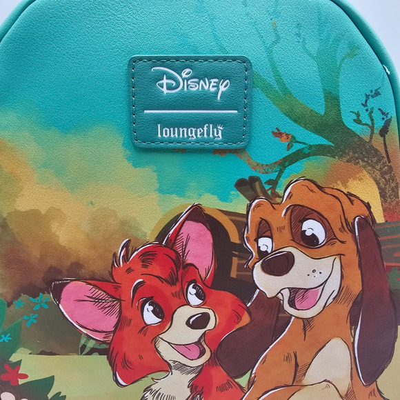 Loungefly Disney The Fox And The Hound Duo Friends Green Mini Backpack Bag New - Picture 7 of 8